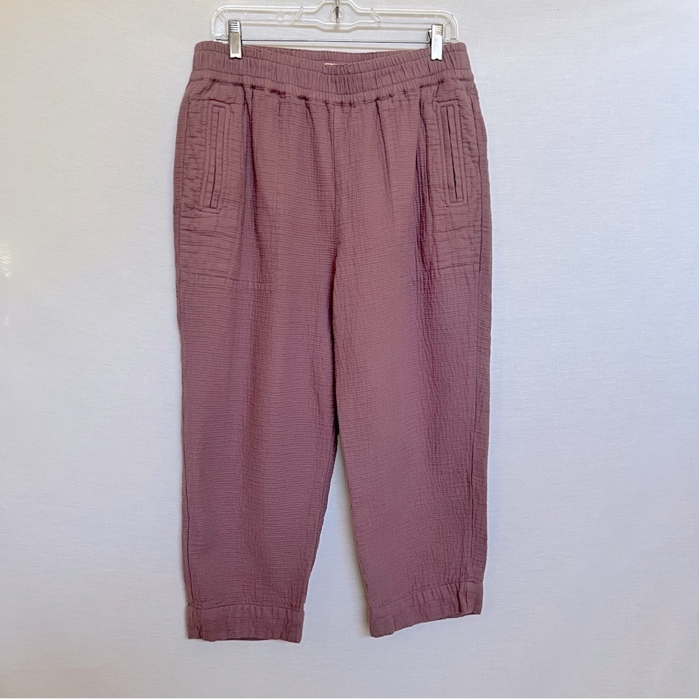 Madewell Mauve Plum Cotton Textured Cropped Pants